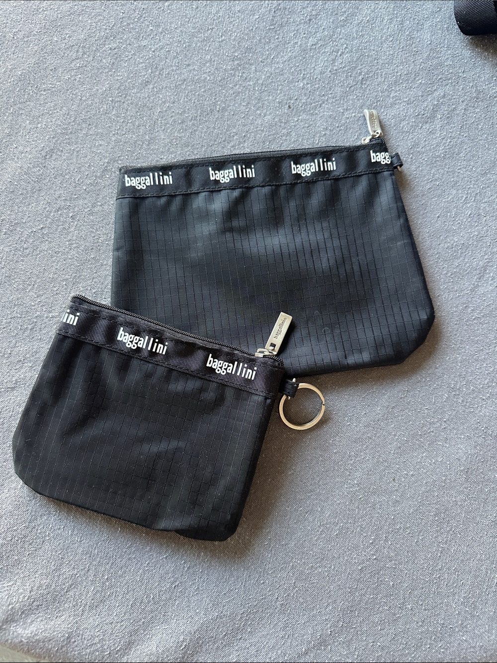 Baggallini Black Ripstop Zip Pouch Duo